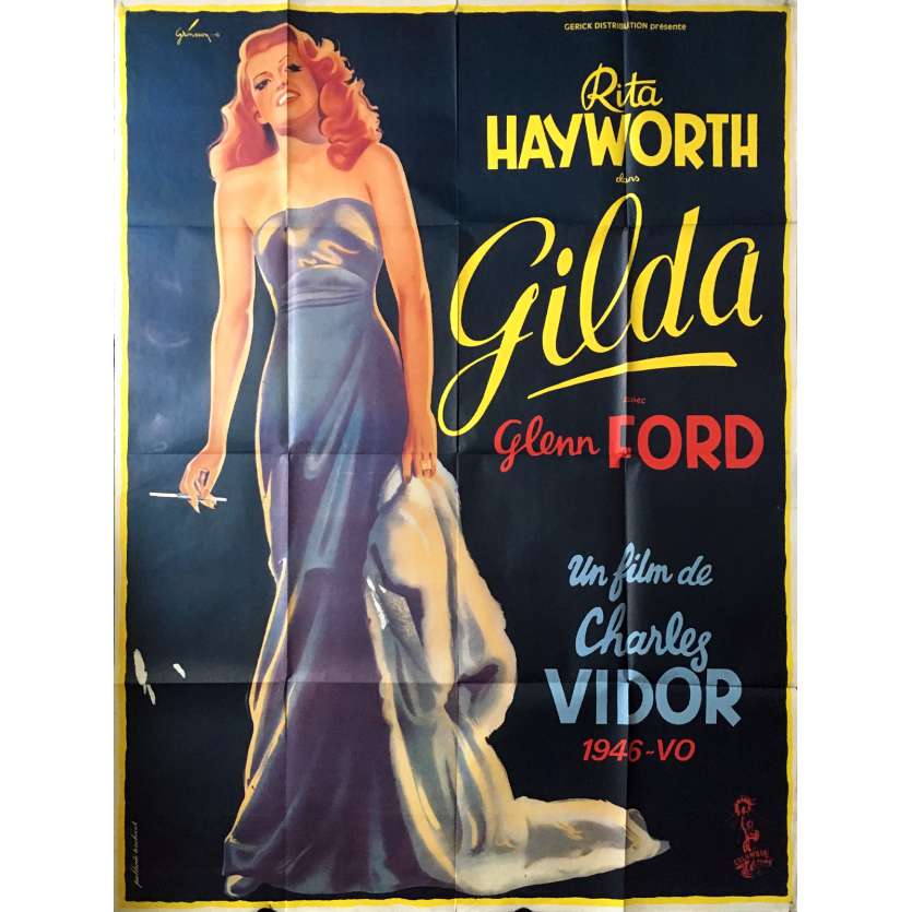 GILDA Affiche de film - 120x160 cm. - R1970 - Rita Hayworth, Charles Vidor