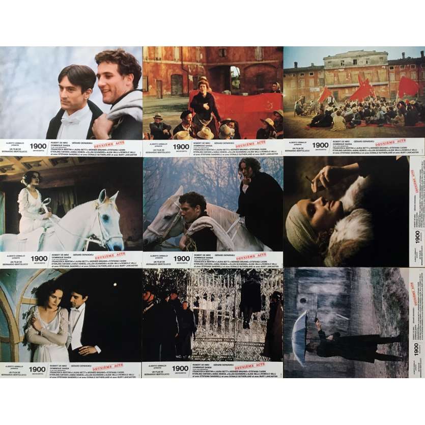 1900 Photos de film x9 - 21x30 cm. - 1976 - Robert de Niro, Bernardo Bertolucci
