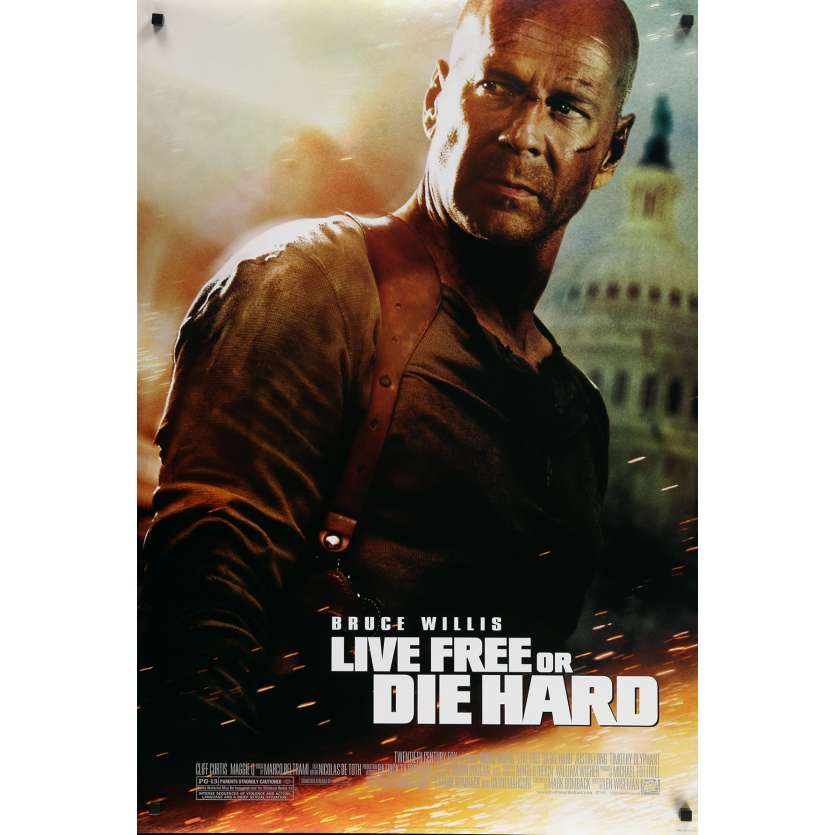 LIVE FREE OR DIE HARD Original Movie Poster Style B - 27x40 in. - 2007 - Len Wiseman, Bruce Willis