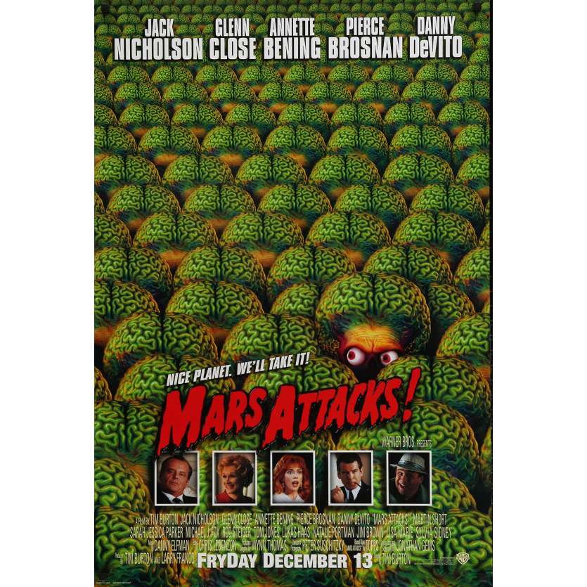 MARS ATTACKS Original Movie Poster Int'l Adv. - 27x40 in. - 1996 - Tim Burton, Jack Nicholson