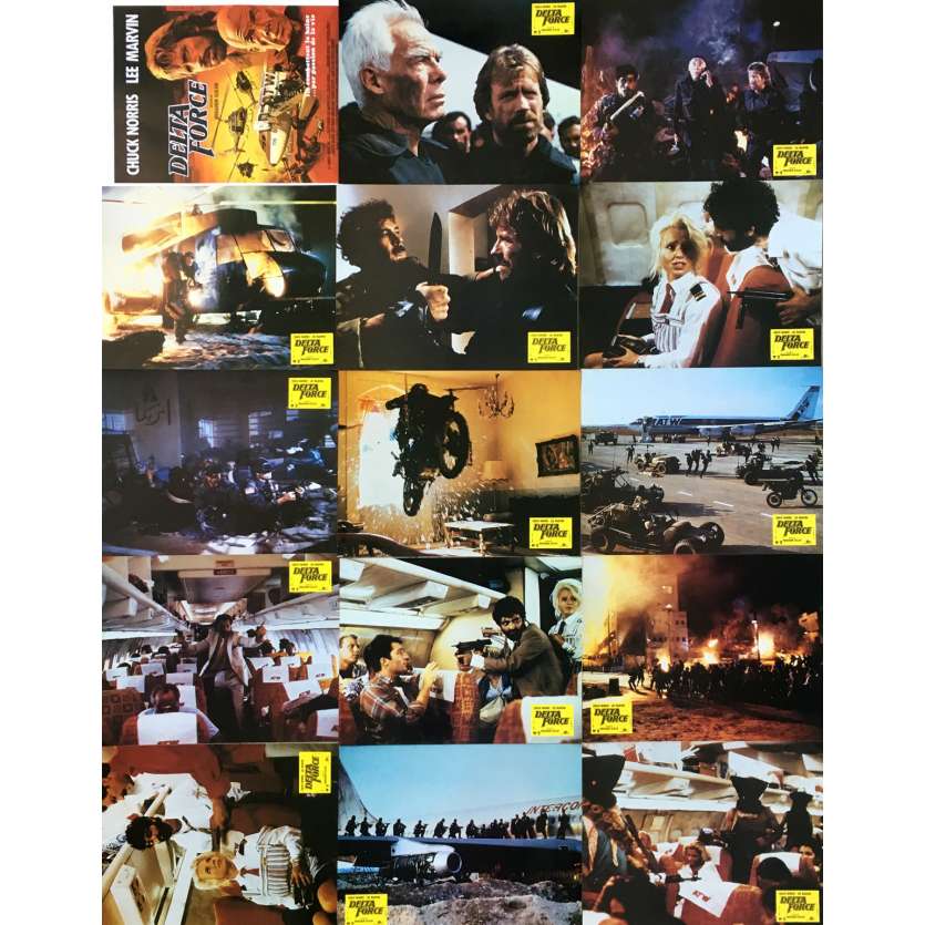 THE DELTA FORCE Original Lobby Cards x14 - 9x12 in. - 1986 - Chuck Norris, Lee Marvin