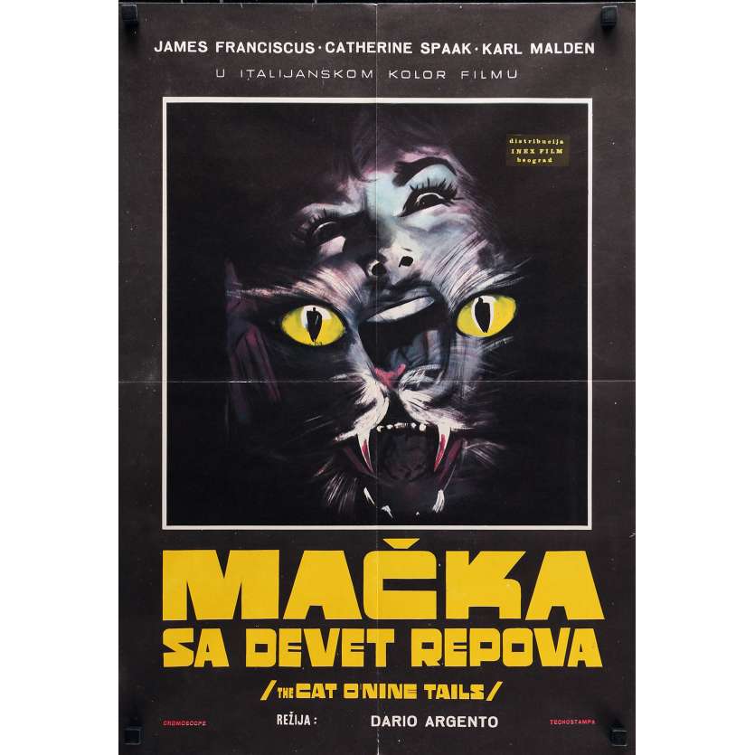THE CAT O'NINE TAILS Original Movie Poster - 20x27 in. - 1971 - Dario Argento, James Franciscus