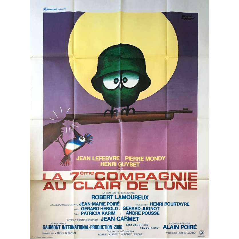 LA 7E COMPAGNIE AU CLAIR DE LUNE Affiche de film - 120x160 cm. - 1977 - Jean Lefebvre, Pierre Mondy, Robert Lamoureux