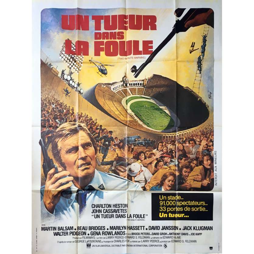 TWO-MINUTE WARNING Original Movie Poster  - 47x63 in. - 1976 - Larry Peerce, Charlton Heston