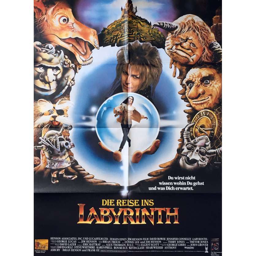 LABYRINTH Original Movie Poster - 33x47 in. - 1986 - Jim Henson, David Bowie