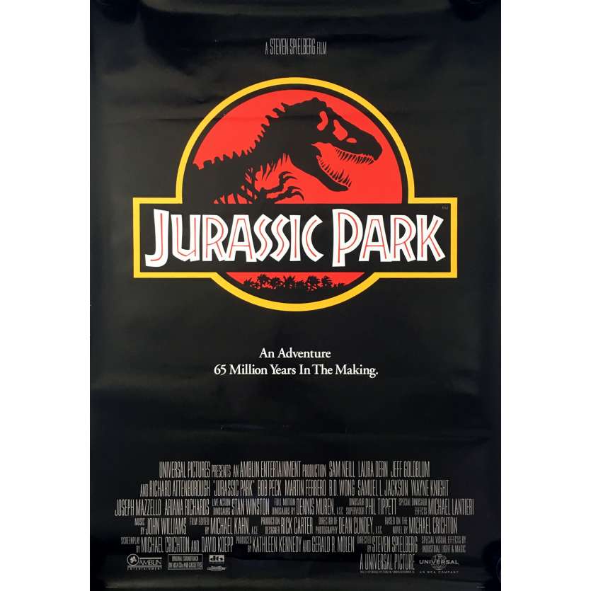 JURASSIC PARK Original Movie Poster  - 27x40 in. - 1993 - Steven Spielberg, Sam Neil