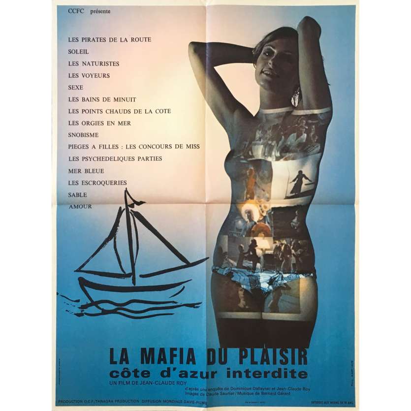 COTE D'AZUR INTERDITE Original Movie Poster - 23x32 in. - 1971 - Jean-Claude Roy, Dominique Paturel
