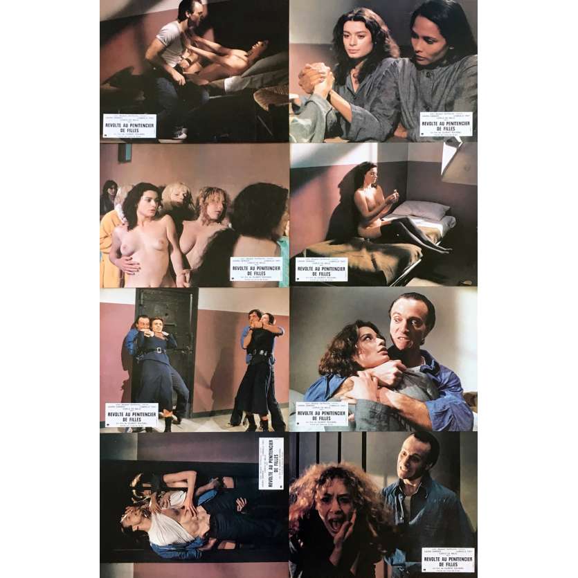 WOMEN'S PRISON MASSACRE Original Lobby Cards - 9x12 in. - 1983 - Bruno Mattei, Laura Gemser