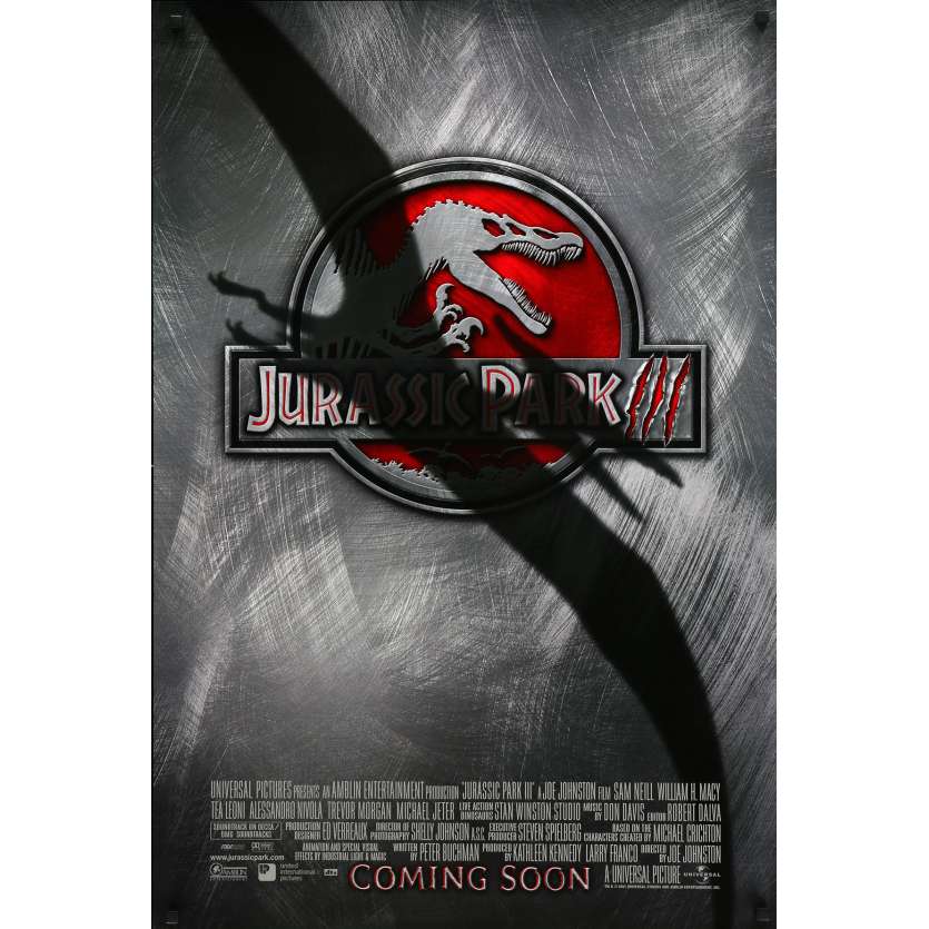 JURASSIC PARK III Original Movie Poster - 27x40 in. - 2001 - Steven Spielberg, Sam Neil