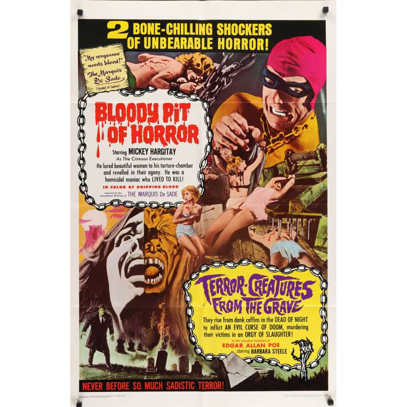 BLOODY PIT OF HORROR Original Movie Poster - 27x40 in. - 1965 - Massimo Pupillo, Mickey Hargitay