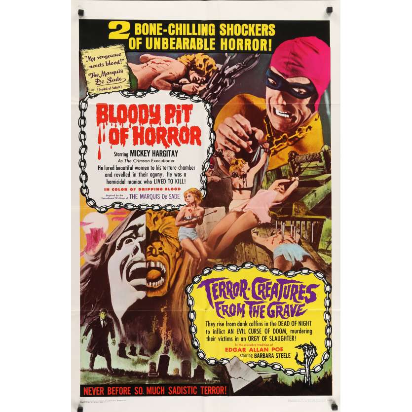 BLOODY PIT OF HORROR Original Movie Poster  - 27x40 in. - 1965 - Massimo Pupillo, Mickey Hargitay