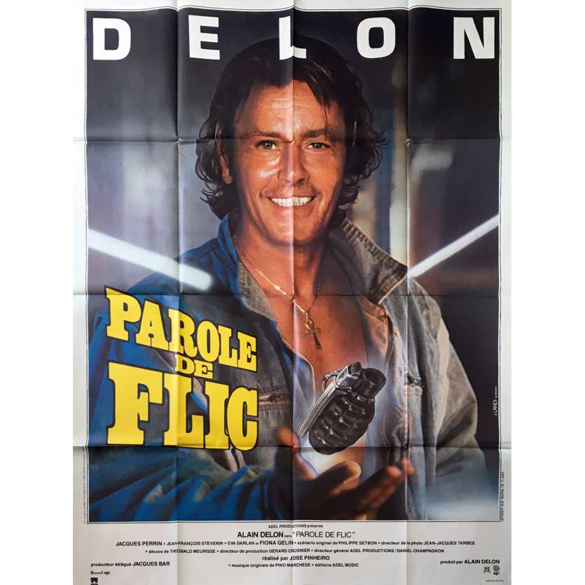 PAROLE DE FLIC Affiche de film - 120x160 cm. - 1985 - Alain Delon, José Pinheiro