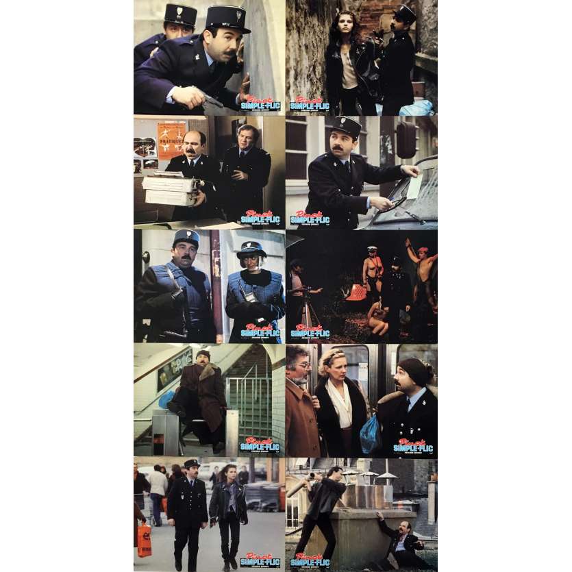 PINOT SIMPLE FLIC Original Lobby Cards x9 - 9x12 in. - 1984 - Gérard Jugnot, Fanny Bastien