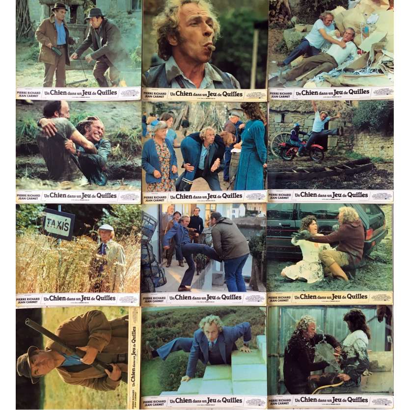 UN CHIEN DANS UN JEU DE QUILLES Original Lobby Cards x12 - 10x12 in. - 1983 - Bernard Guillou, Pierre Richard