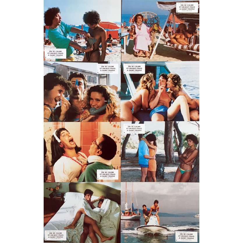 ON SE CALME ET ON BOIT FRAIS A SAINT-TROPEZ Photos de film x8 - 21x30 cm. - 1987 - Luq Hamet, Max Pecas