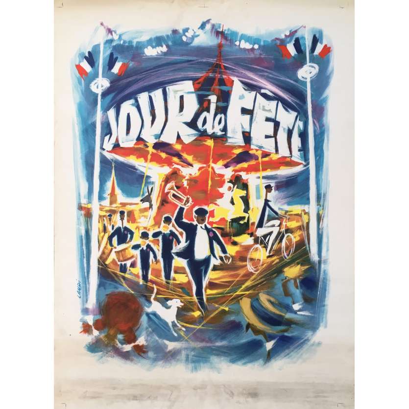 JOUR DE FETE Original Artwork Print  - 15x21 in. - R1960 - Jacques Tati, Paul Frankeur