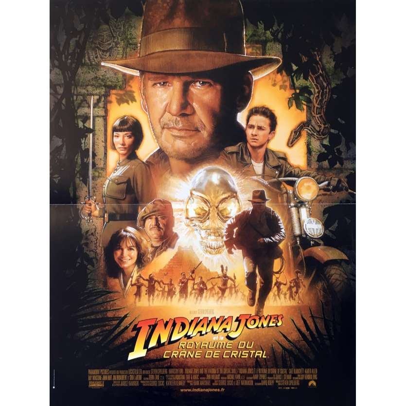 INDIANA JONES AND THE KINGDOM OF THE CRYSTAL SKULL Original Movie Poster - 15x21 in. - 2008 - Steven Spielberg, Harrison Ford