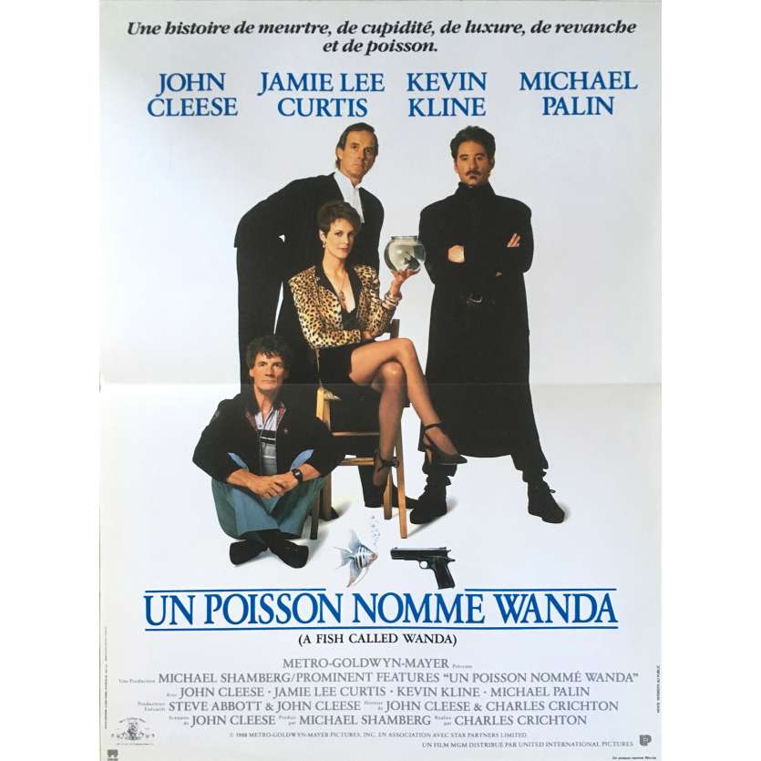 UN POISSON NOMME WANDA Affiche de film 40x60 - 1988 - John Cleese, Charles Crichton