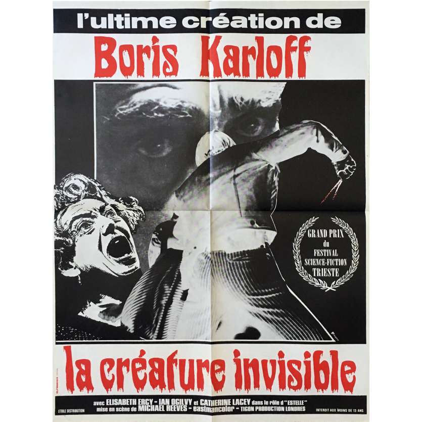 LA CREATURE INVISIBLE Affiche de film - 60x80 cm. - R1980 - Boris Karloff, Michael Reeves
