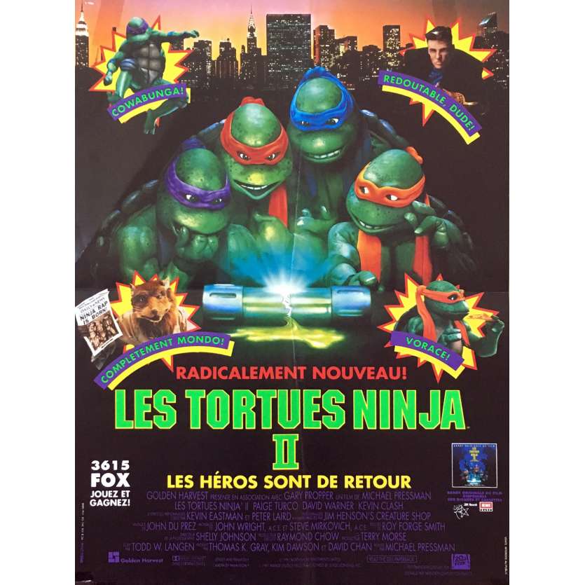 TEENAGE MUTANT NINJA TURTLES II Original Movie Poster - 15x21 in. - 1991 - Michael Pressman, David Warner