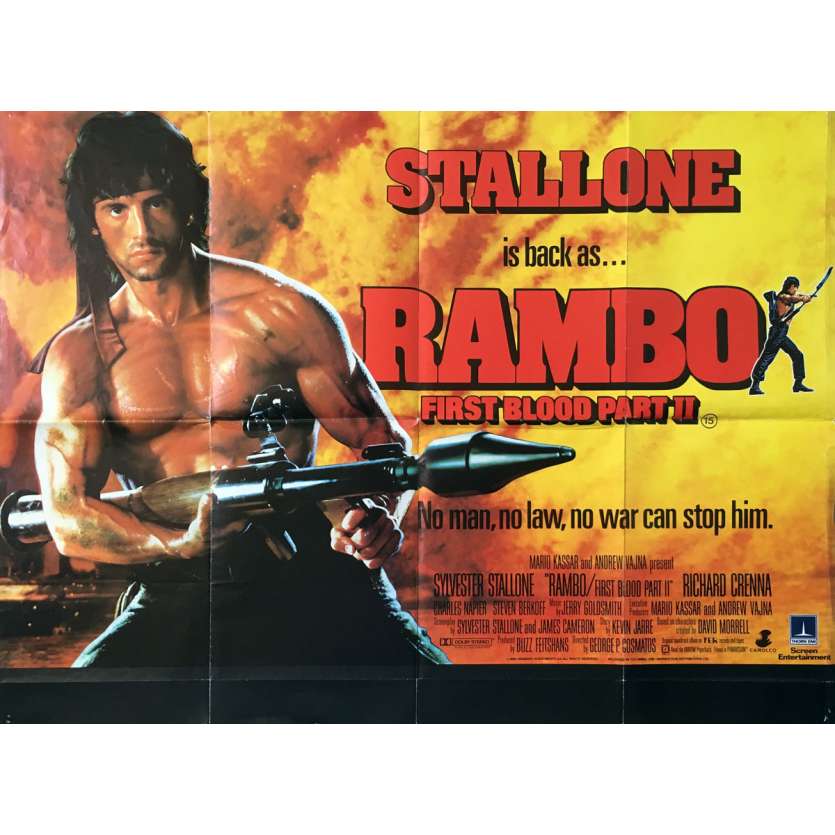 RAMBO - FIRST BLOOD PART II Original Movie Poster - 30x40 in. - 1985 - George P. Cosmatos, Sylvester Stallone