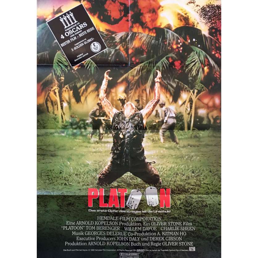 PLATOON Affiche de film - 59x84 cm. - 1986 - Willem Dafoe, Oliver Stone