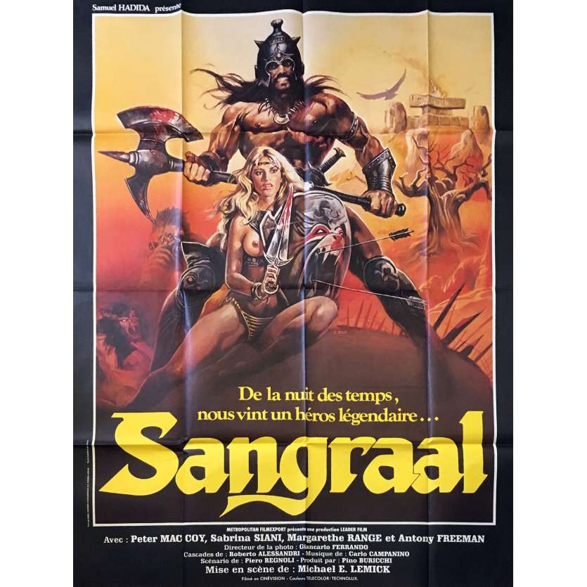 SANGRAAL Affiche de film  - 120x160 cm. - 1982 - Pietro Torrisi, Michele Massimo Tarantini