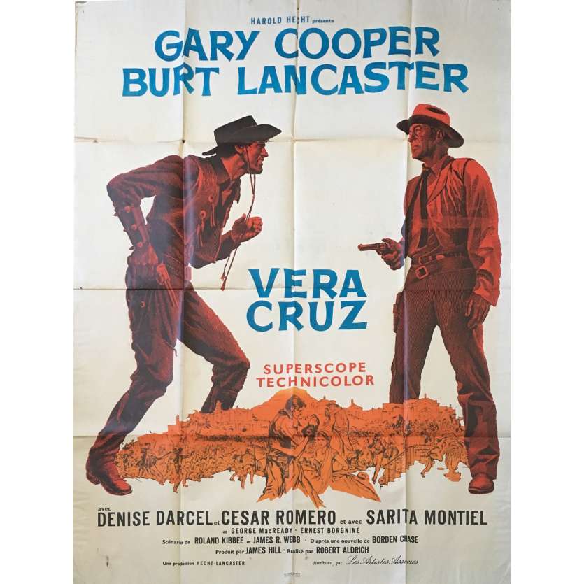 VERA CRUZ Original Movie Poster C5 - 47x63 in. - 1954 - Robert Aldrich, Gary Cooper