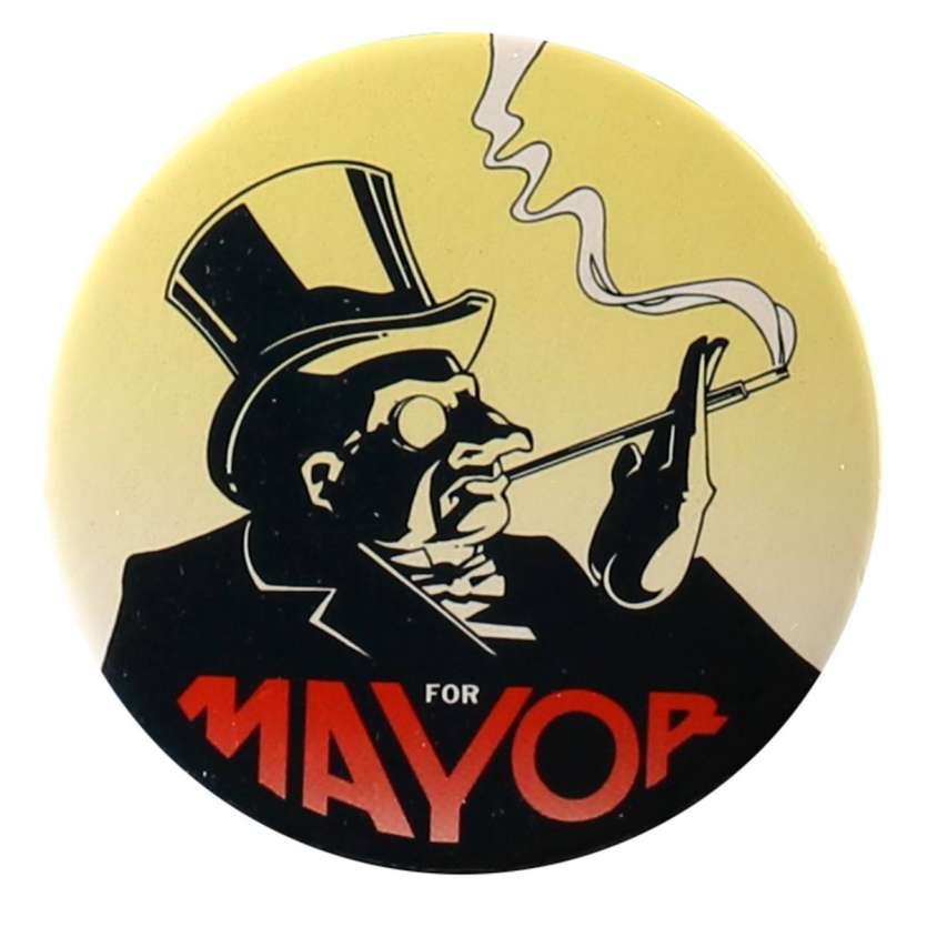 BATMAN / PENGUIN FOR MAYOR Original Pin-back Button - 1992 - Tim Burton