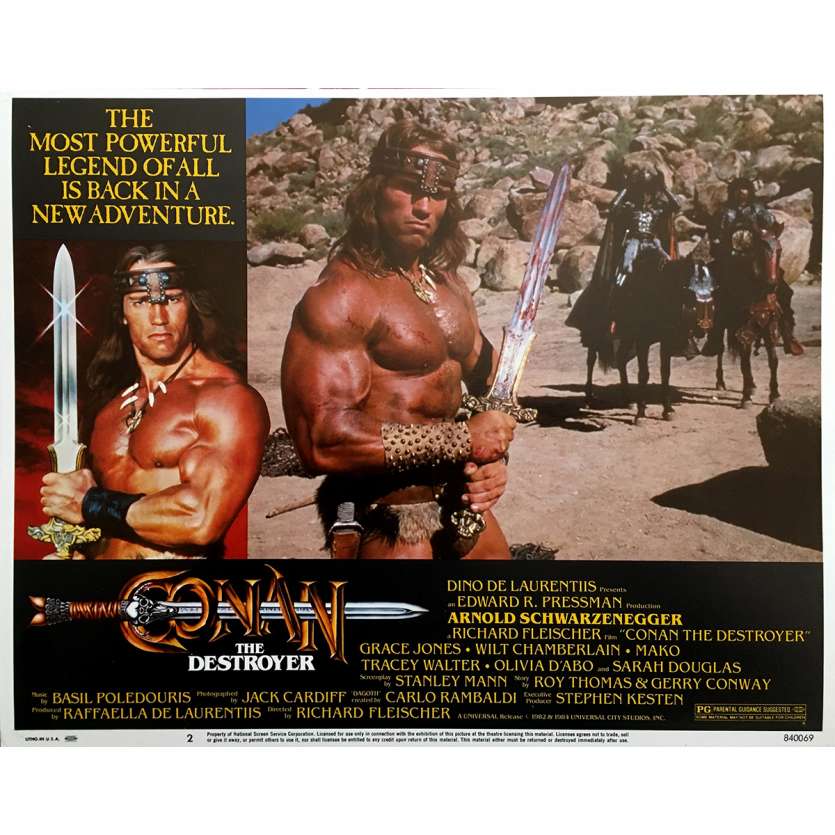 CONAN THE DESTROYER Original Lobby Card N02 - 11x14 in. - 1984 - Richard Fleisher, Arnold Schwarzenegger