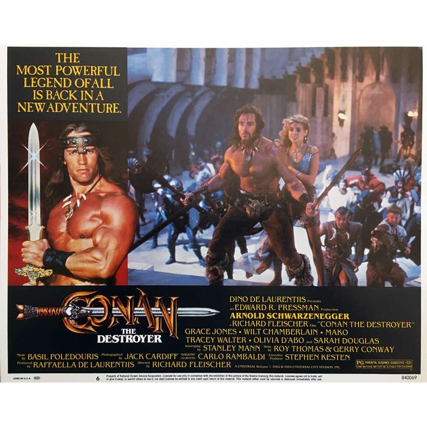 CONAN THE DESTROYER Original Lobby Card N06 - 11x14 in. - 1984 - Richard Fleisher, Arnold Schwarzenegger