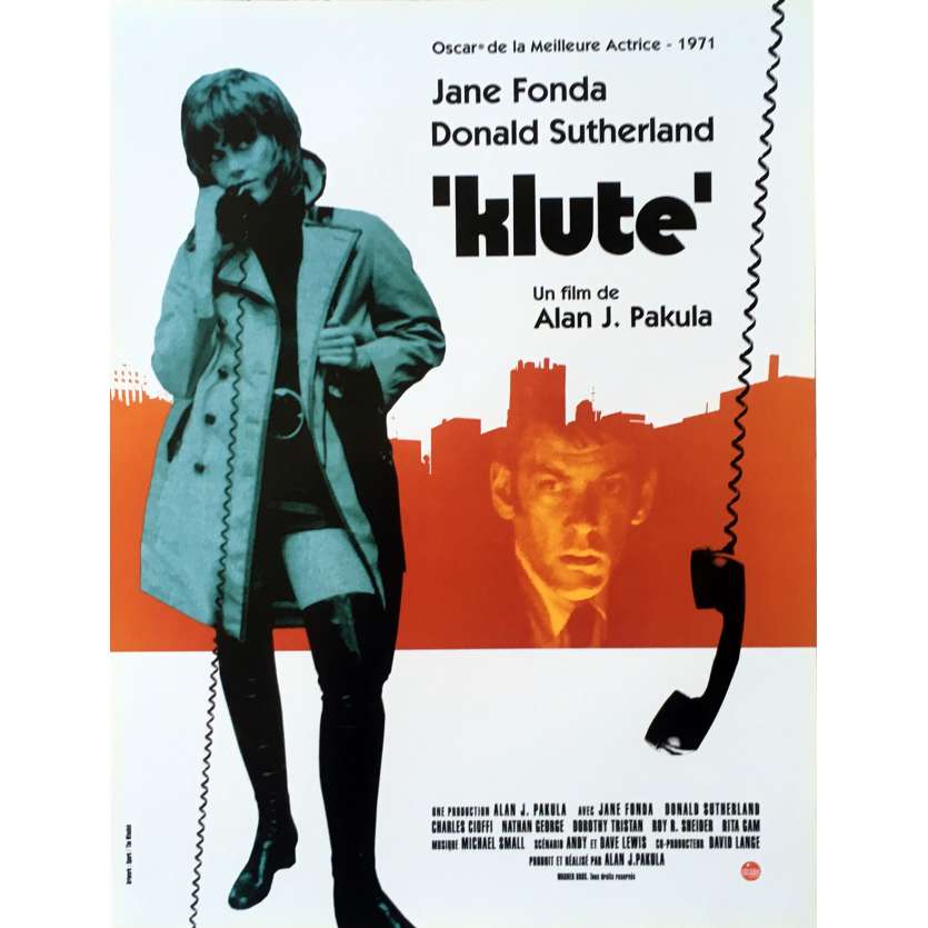 KLUTE Original Movie Poster  - 15x21 in. - 1971 - Alan J. Pakula, Jane Fonda