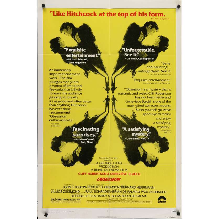OBSESSION Original Movie Poster  - 27x40 in. - 1976 - Brian de Palma, Cliff Robertson