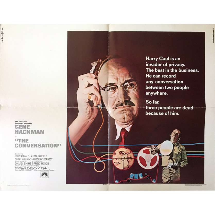 CONVERSATIONS SECRETES Affiche de film US - 55x71 cm. - 1974 - Gene Hackman, Francis Ford Coppola