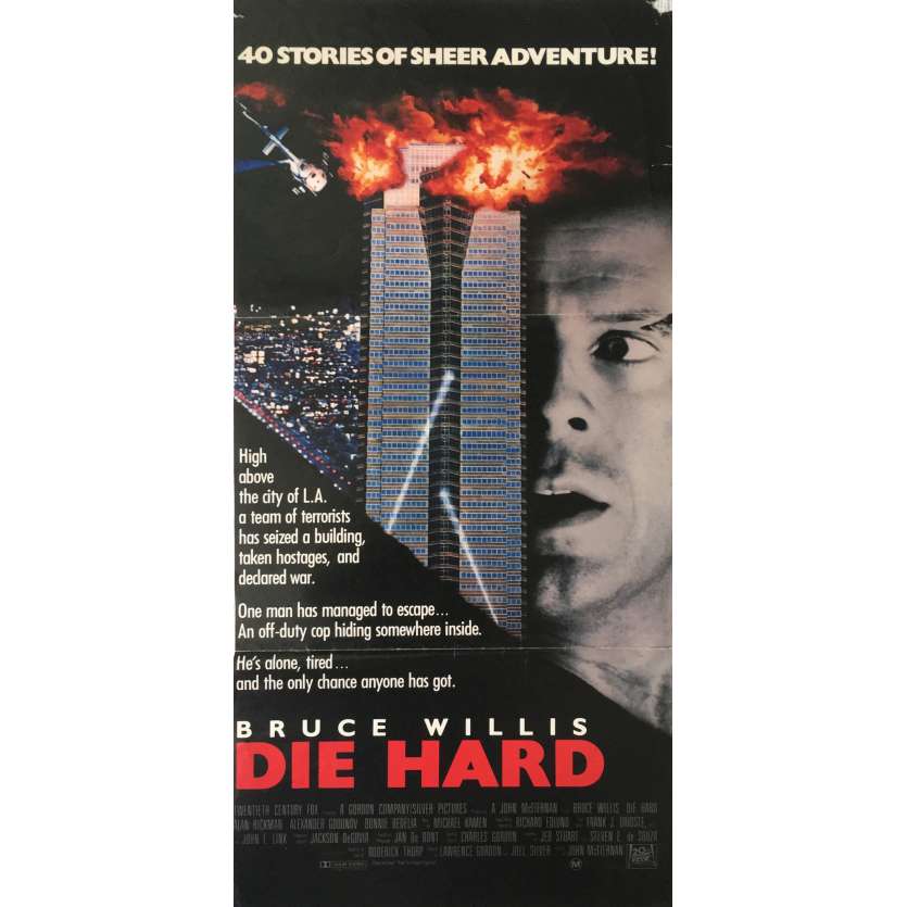 DIE HARD Original Movie Poster  - 13x30 in. - 1988 - John McTiernan, Bruce Willis