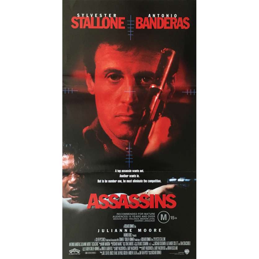 ASSASSINS Affiche de film - 33x78 cm. - 1995 - Sylvester Stallone, Richard Donner
