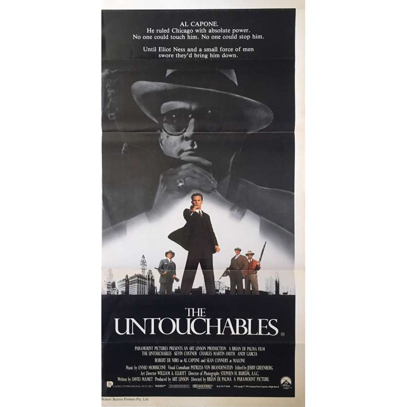 LES INCORRUPTIBLES Affiche de film - 33x78 cm. - 1987 - Kevin Costner, Brian de Palma