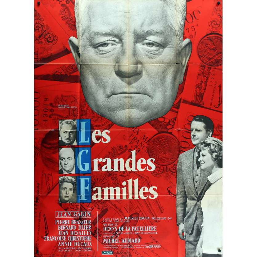 LES GRANDES FAMILLES Affiche de film - 120x160 cm. - 1958 - Jean Gabin, Denys de La Patellière