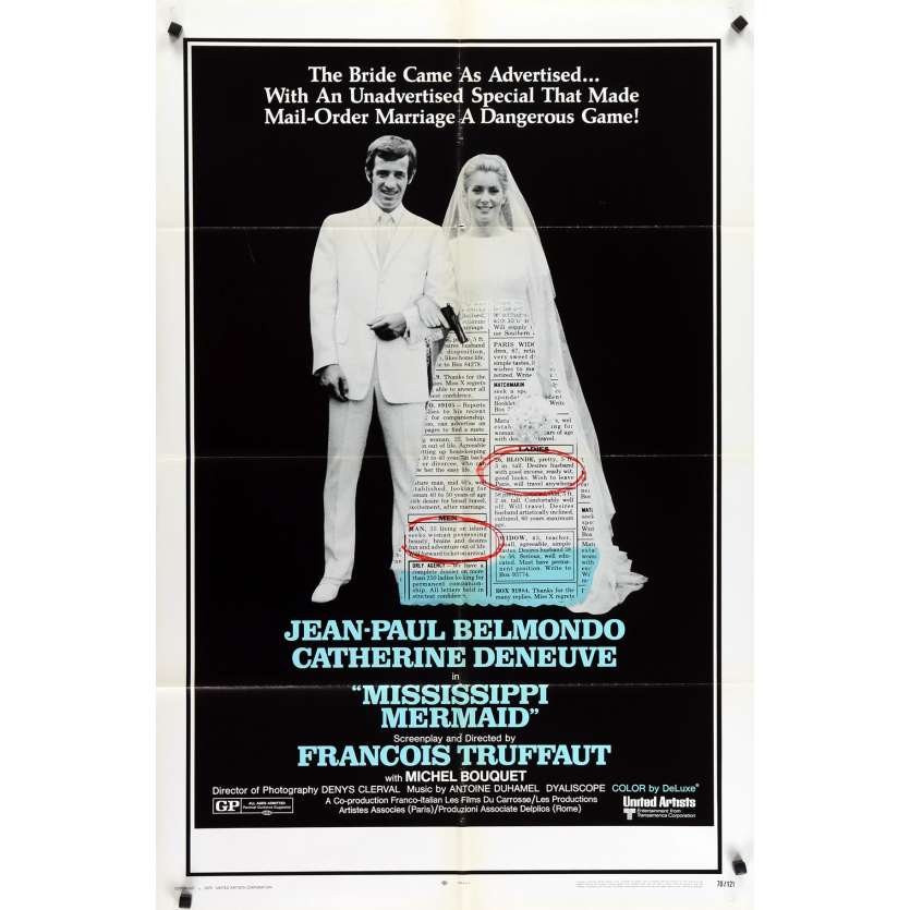LA SIRENE DU MISSISSIPI Affiche de film  - 69x102 cm. - 1969 - Jean-Paul Belmondo, François Truffaut