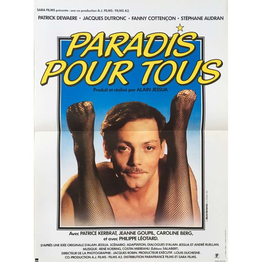 PARADIS POUR TOUS Affiche de film - 40x60 cm. - 1982 - Patrick Dewaere, Alain Jessua