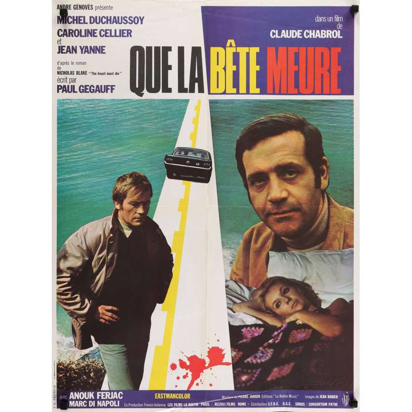 QUE LA BETE MEURE Affiche de film 60x80 - 1968 - Claude Chabrol, Jean Yanne