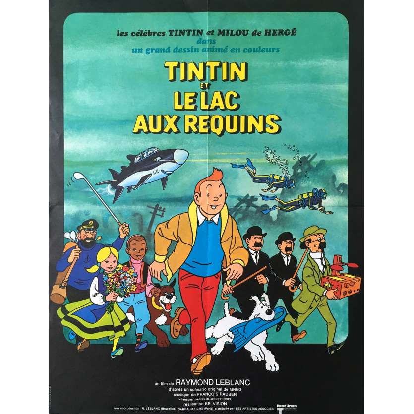 TINTIN AND THE LAKE OF SHARKS Original Movie Poster - 15x21 in. - 1972 - Raymond Leblanc, Jacques Balutin