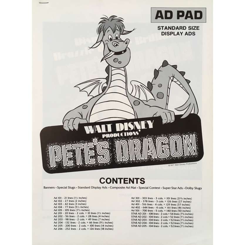 PETER ET ELLIOTT LE DRAGON Dossier de presse - 21x30 cm. - R1980 - Sean Marshall, Walt Disney