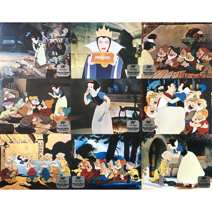 SNOW WHITE AND THE SEVEN DWARFS Original Lobby Cards x9 - Set A - 9x12 in. - R1980 - Walt Disney, Walt Disney