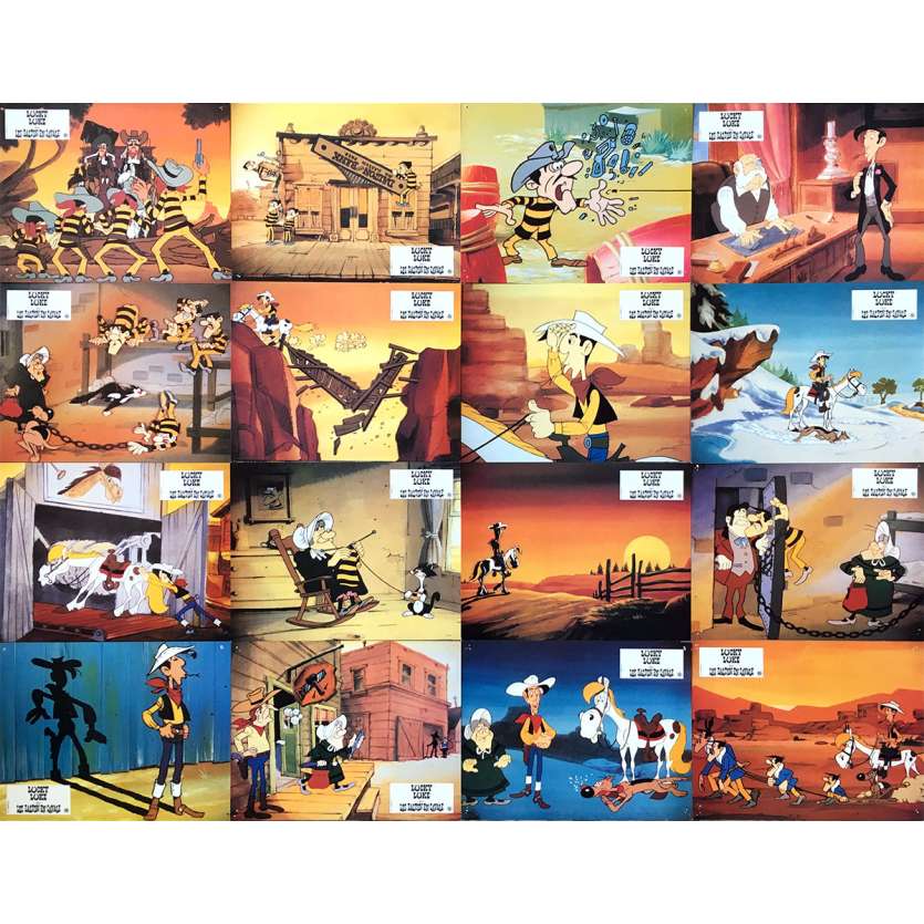 LES DALTONS EN CAVALE Original Lobby Cards x16 - DeLuxe - 9x12 in. - 1983 - Hanna Barbera, Roger Carel