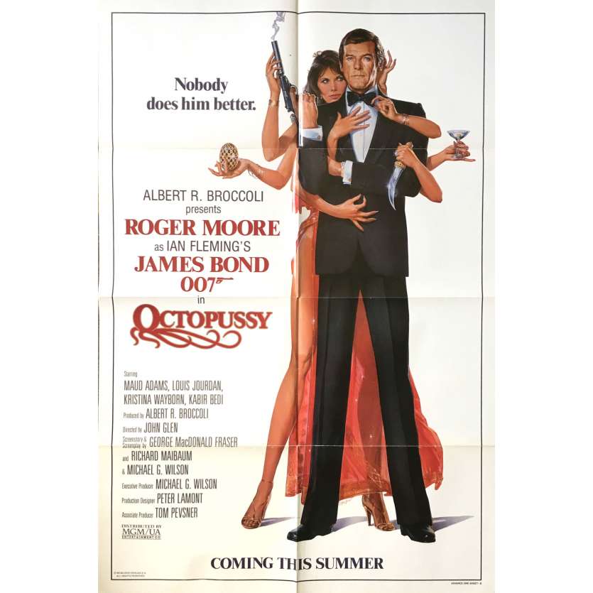 OCTOPUSSY Original Movie Poster Adv. - 27x40 in. - 1983 - James Bond, Roger Moore