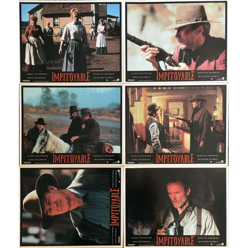 UNFORGIVEN Original Lobby Cards x6 - 9x12 in. - 1992 - Clint Eastwood, Gene Hackman