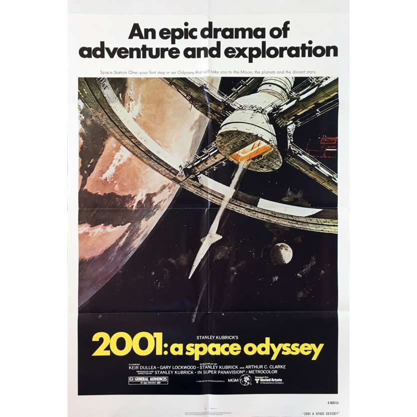 2001 L'ODYSSEE DE L'ESPACE Affiche de film - 69x102 cm. - R1980 - Keir Dullea, Stanley Kubrick