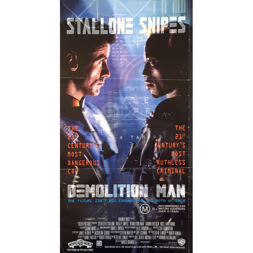 DEMOLITION MAN Affiche de film - 33x78 cm. - 1993 - Sylvester Stallone, Marco Brambilla