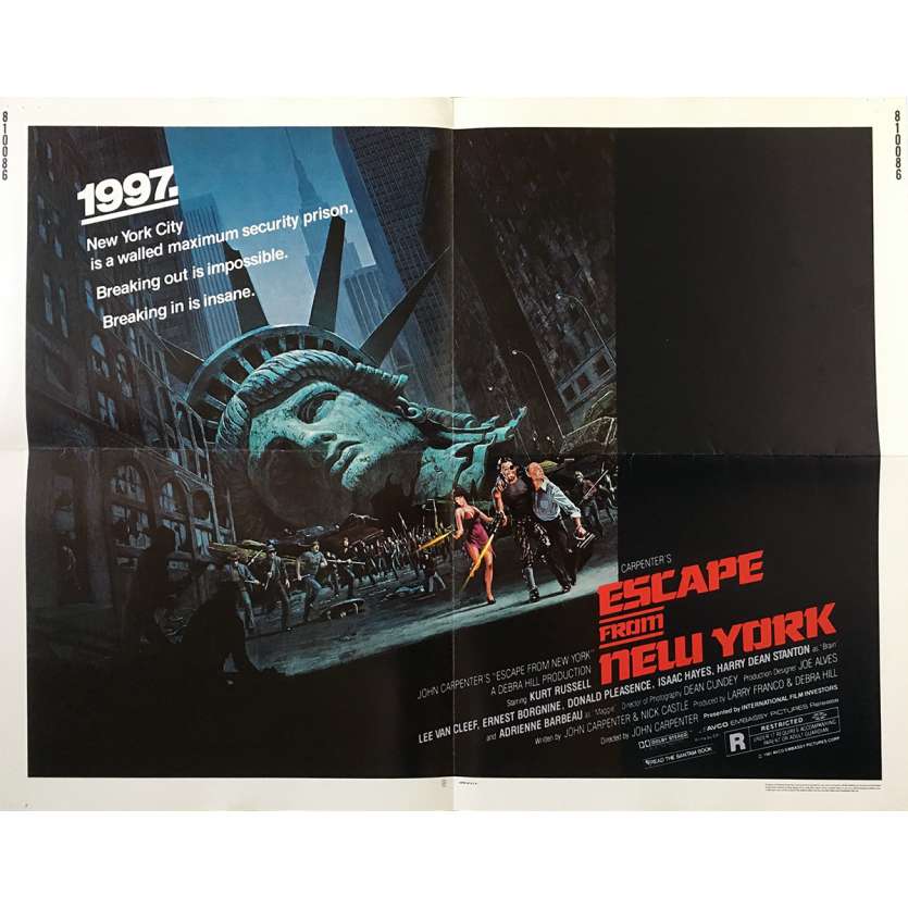 ESCAPE FROM NEW-YORK Original Movie Poster  - 21x28 in. - 1981 - John Carpenter, Kurt Russel